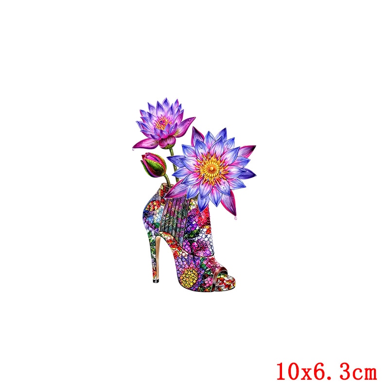 46 Styles Iron on Butterfly Girl Flower Shoes Heat Transfer for Clothes