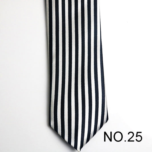 Stylish Small Black and White Stripe Men's Tie Male Neckties Suit Party Ties