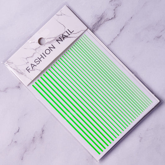 Green Stripe Nails Stickers Adhesive DIY Nail Art Decals Nail Accessories