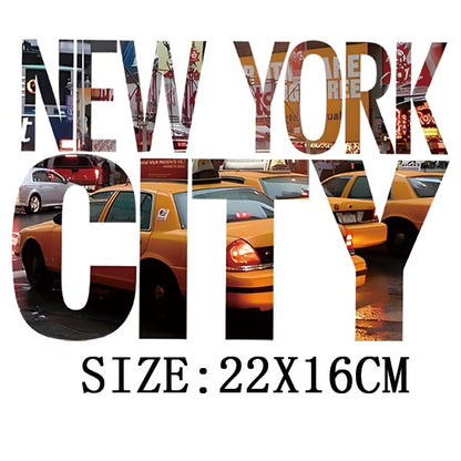 New York City Yellow Taxi Thermal Sticker Letter Patches Clothing DIY Iron-On