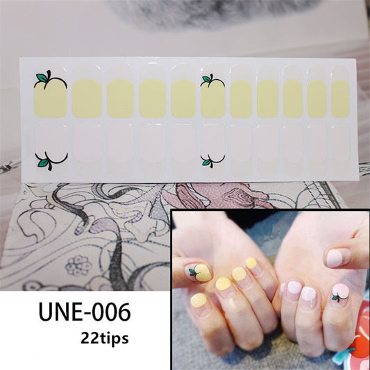 Pale Yellow Color Apple Shape Nail Art Stickers Nail Wraps Manicure DIY Nails