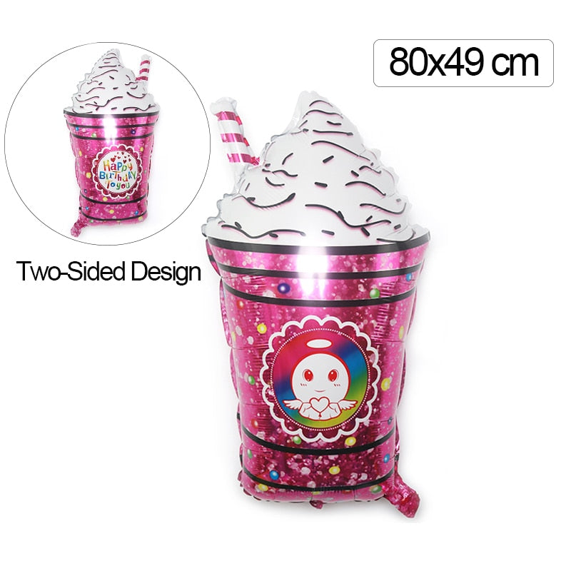 1pc Pink Cup Milkshape and Whip Cream Balloons Birthday Party Decoration Art