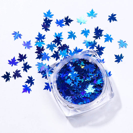 Royal Blue Maple Leaf Nail Glitter Decoration Nail Art Decor DIY Design Nails