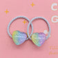 2Pcs/Set Glittering Love Resin Children's Rubber Bands Sweet Hair Accessories