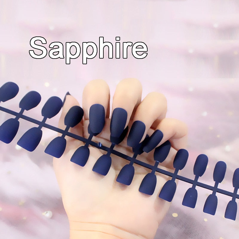 24pcs Colorful Frosted Matte Strips False Nail Ballet Press on Nails Tips for