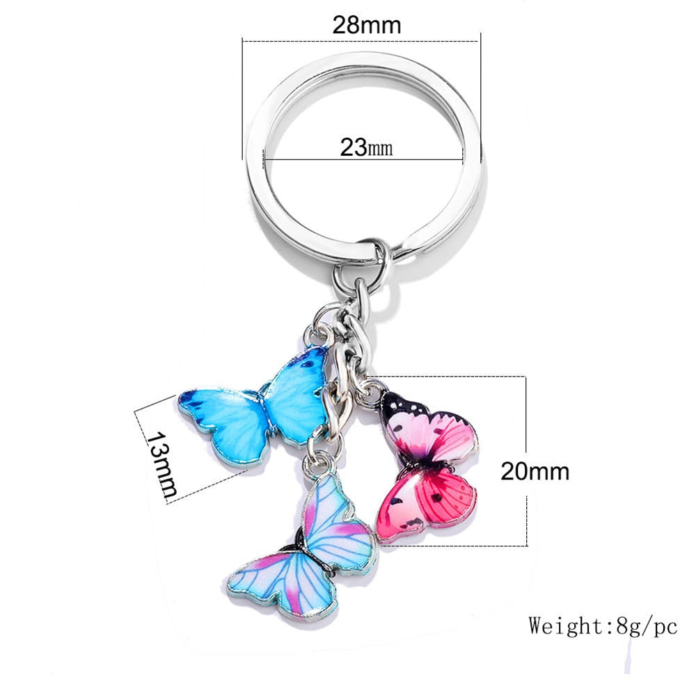 19 Styles Enamel Butterfly Keychain Color Dripping Butterfly Insects Color