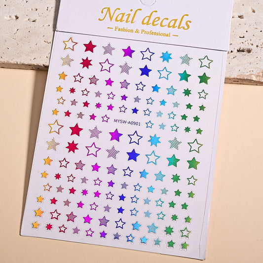 Colorful Star Decor Nails Stickers Adhesive DIY Nail Art Decals Nail Accessories