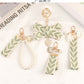 4 Styles Fresh Leaf Stripe Key Ring  Embroidery Alloy Pearl Pendant Heart Charm