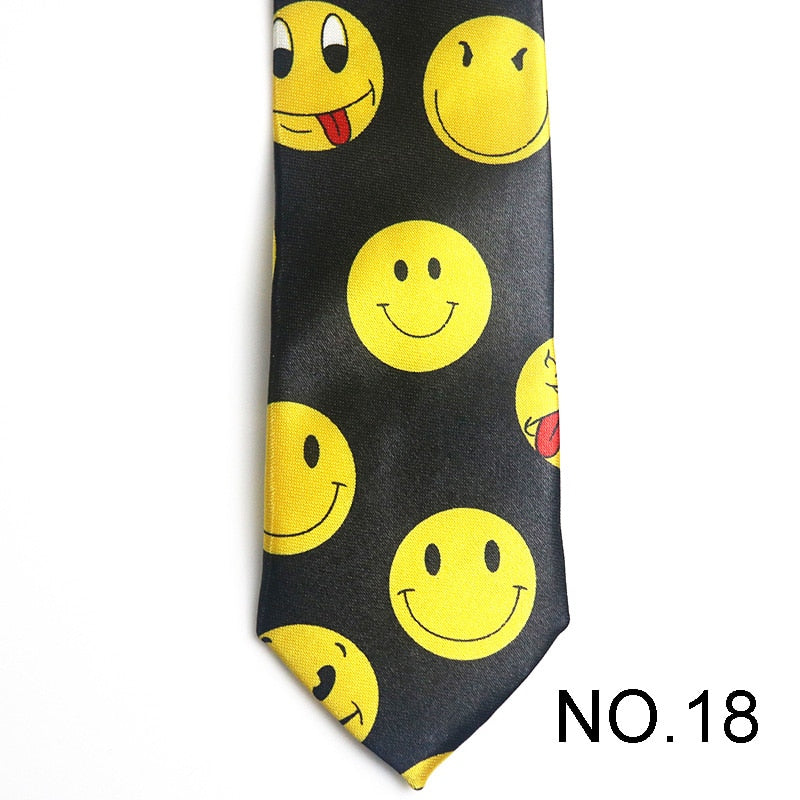 Yellow Smile Emoji Novelty Tie Men's Tie Male Neckties Suit Party Ties Wedding