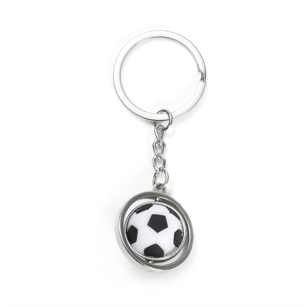 5 Styles 3D Rotating Mini Basketball Football Keychain Golf Rugby Pendant Key