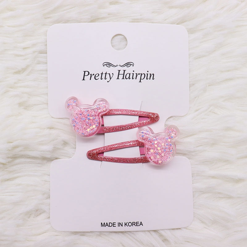 2Pcs/Set Children's Fashion Stars Love Transparent Colorful Hairpin New Girls