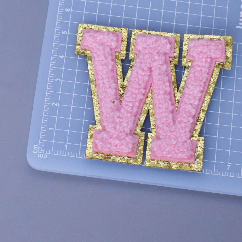 A-Z Letter Patches 5.5cm Adhesive Letter Patches Towel Chenille Embroidery For