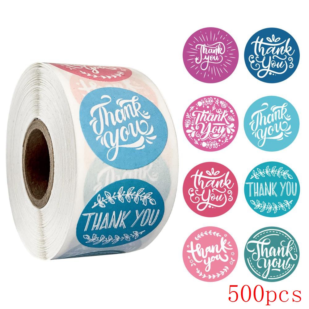 50-500pcs 8 styles Thank You Sticker for Seal Labels Round Floral Multi Color