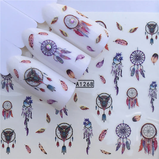 Feathers Dream Catcher Ethnic Nail Sticker Summer Nail Design Decorations Nails