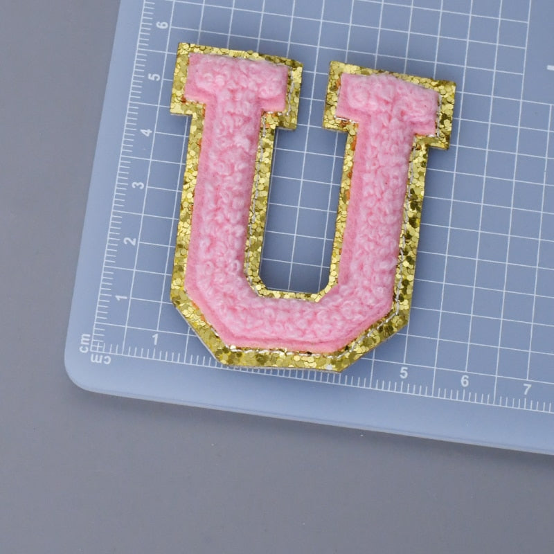 A-Z Letter Patches 5.5cm Adhesive Letter Patches Towel Chenille Embroidery For