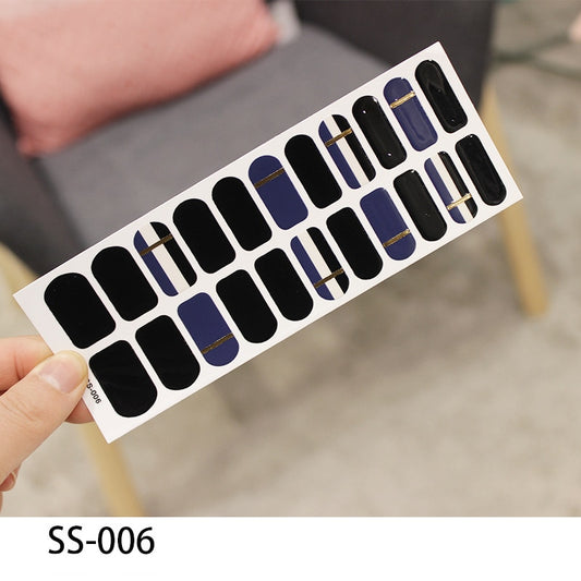 Black and Blue Lines Nail Art Stickers Nail Wraps Manicure DIY Nails Decor Decal