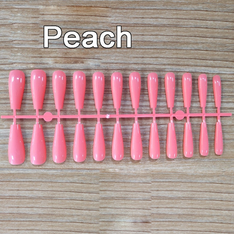 24pcs Mix Colors Smooth Super Long Coffin False Nail Ballet Press on Nails Tips