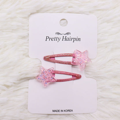 2Pcs/Set Children's Fashion Stars Love Transparent Colorful Hairpin New Girls