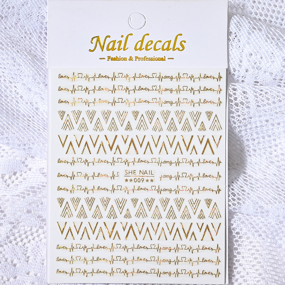 V-shaped Pattern Nails Stickers Adhesive DIY Nail Art Decals Nail Accessories