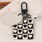 6 Styles Creative Acrylic Keychain Black White Plaid Keyring With Pearl Small