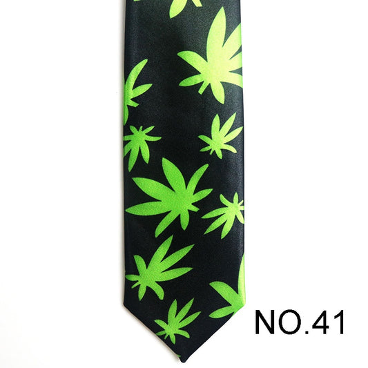 Hemp Leaf Marijuana Pattern Men's Tie Male Neckties Suit Party Ties Wedding