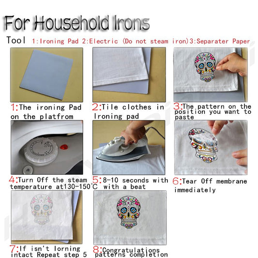 Floral Heart Thermal Stickers on T-shirt DIY Patches Iron on Transfer for