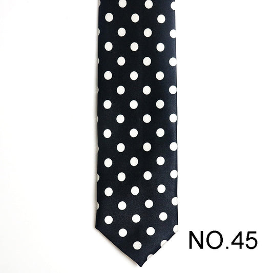 White Polka Dot Black Tie Men's Tie Male Neckties Suit Party Ties Wedding Office