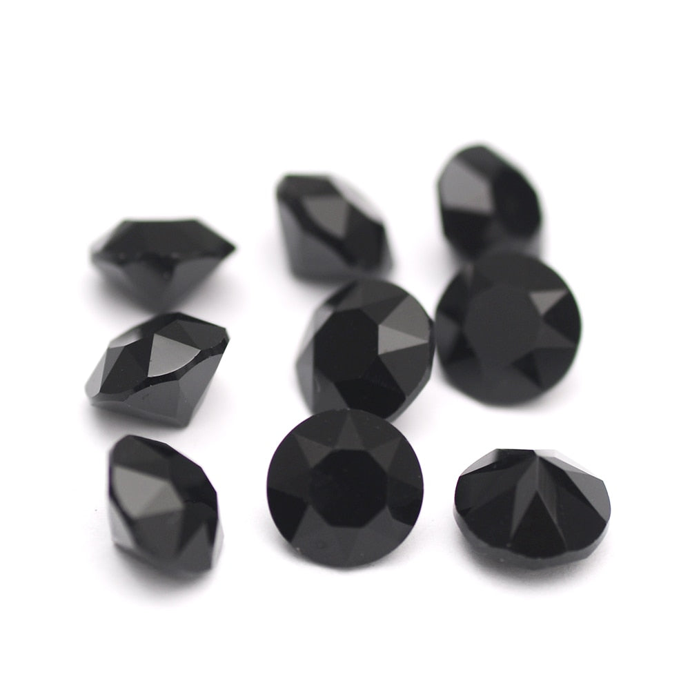 Glass Diamond Shape Round Stone 5-10mm Cone Pointed Crystal Pointback Nail Art