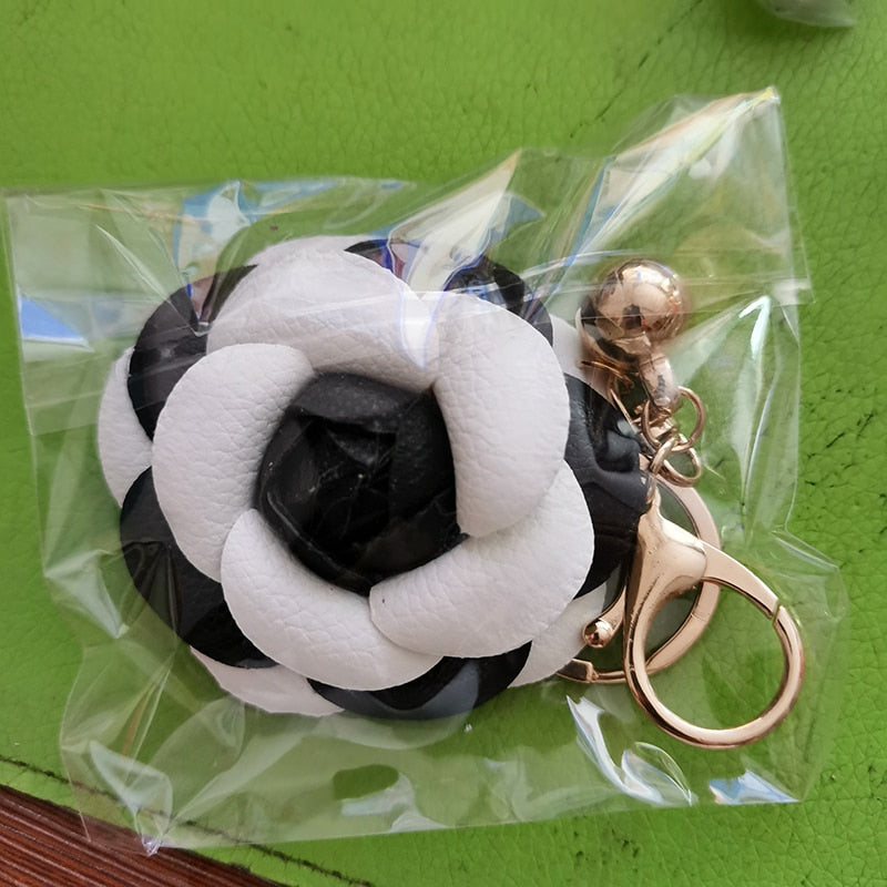 9 Styles PU Leather Flower Rose Tassel Keychain for Woman Jewelry Bag Decoration