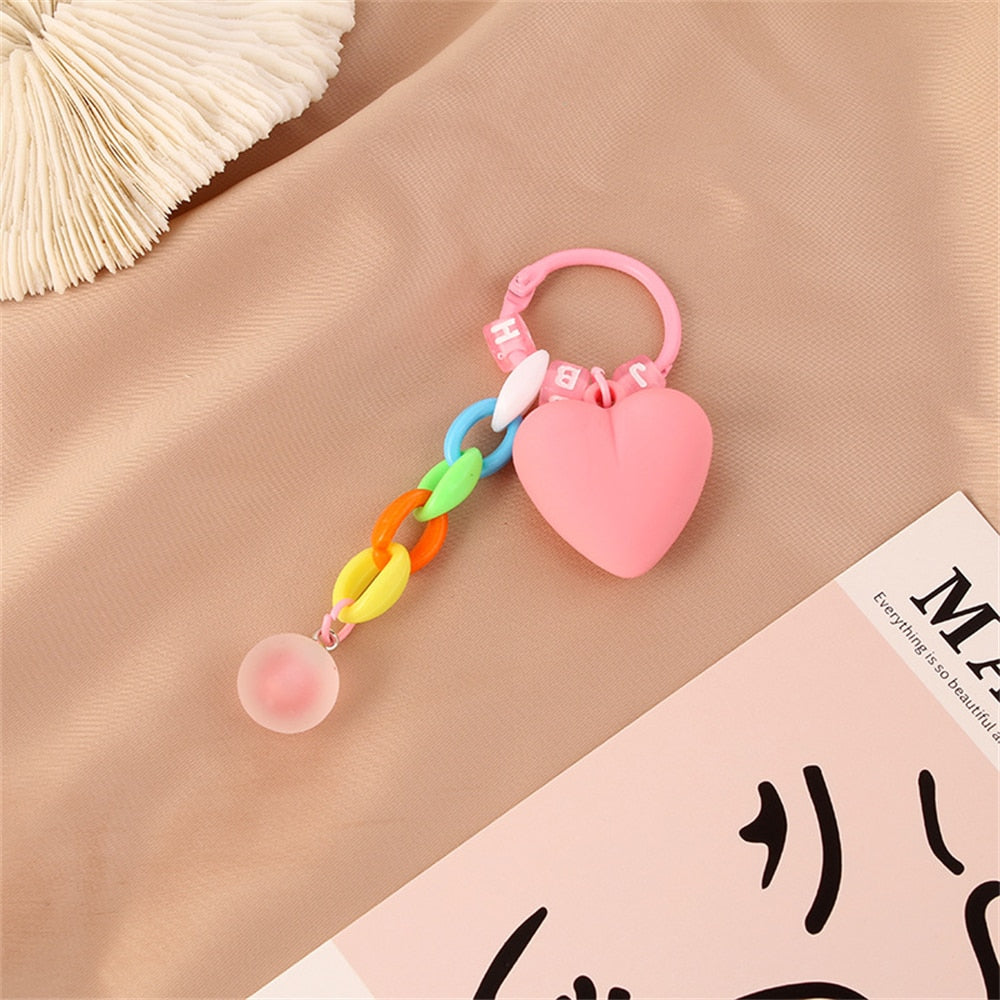 6 Colors Colorful Cute Heart Acrylic Keychain Chain Keyring For Women Handbag