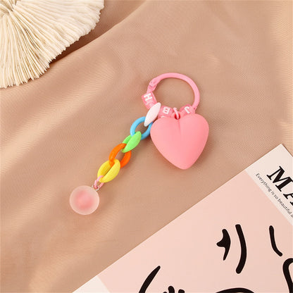 6 Colors Colorful Cute Heart Acrylic Keychain Chain Keyring For Women Handbag