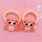 2Pcs Peach Owl Cute Rubber Band Hairbands Creative Scrunchies Kids Elastic