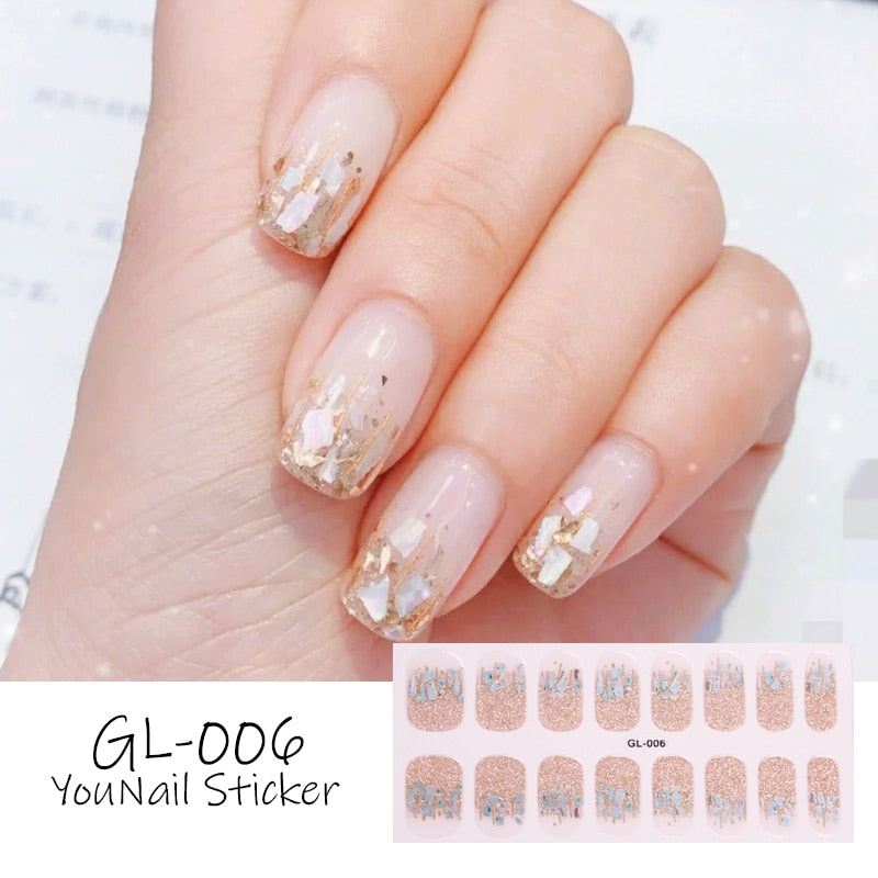 Shimmering Champagne Glitter Nail Art Stickers Nail Wraps Manicure DIY Nails