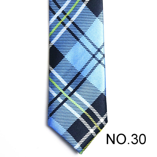 Blue Plaid Men's Tie Male Neckties Suit Party Ties Wedding Office Necktie Gifts