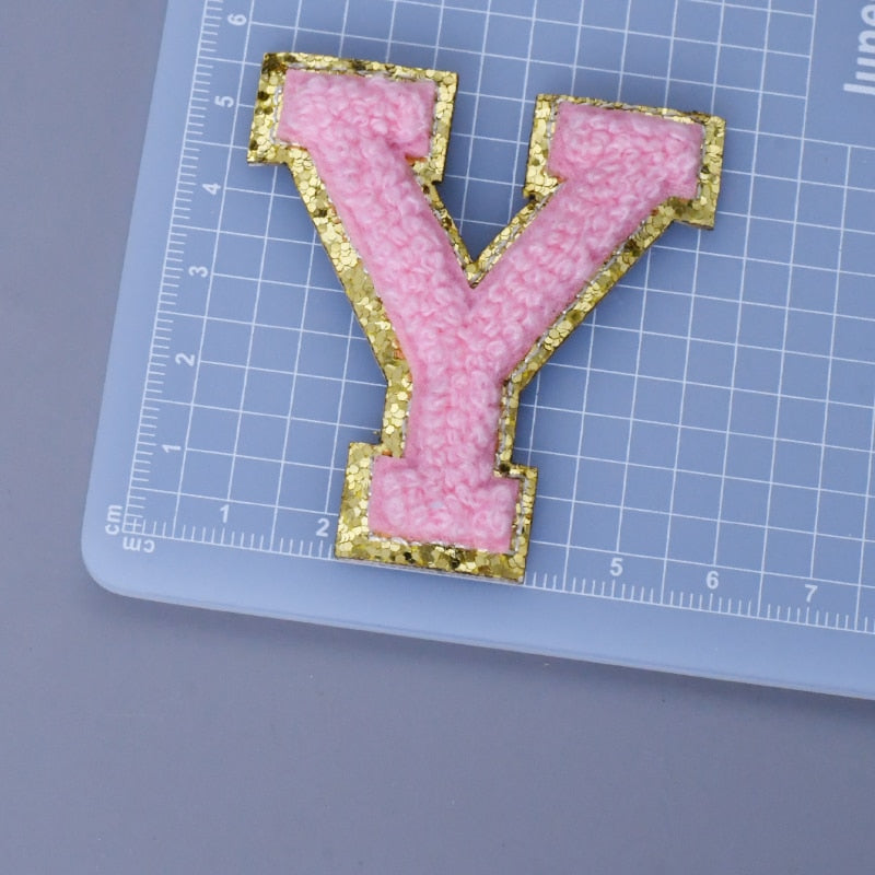 A-Z Letter Patches 5.5cm Adhesive Letter Patches Towel Chenille Embroidery For