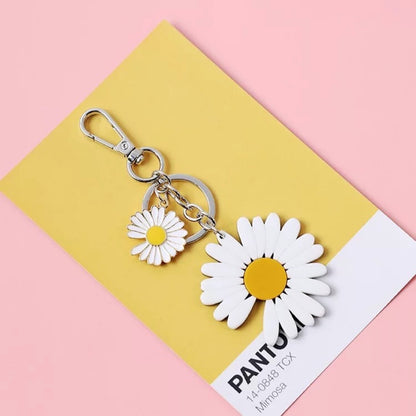 7 Styles Daisy Acrylic Keychain Simple Flower Pendant Keyring For Women Bag