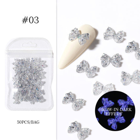 Luminous Bowknot Nail Art Charms DIY Nail Decoration Nail Accessories