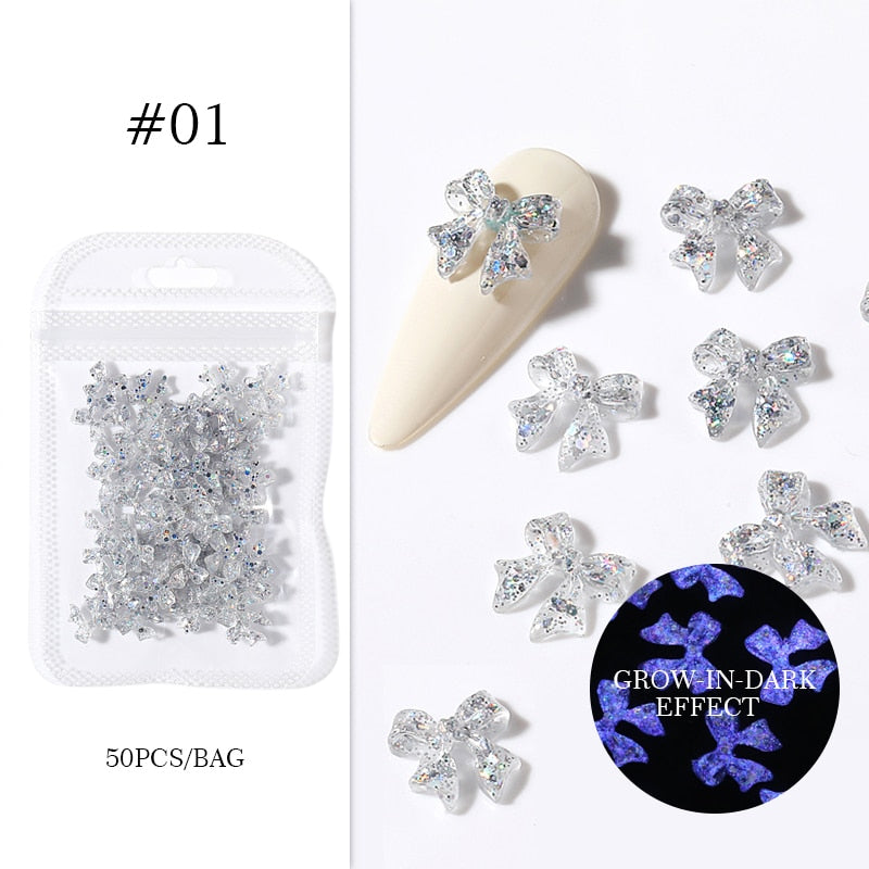 Glow In The Dark Bowknot Nail Art Charms DIY Nail Decoration Nail Accessories