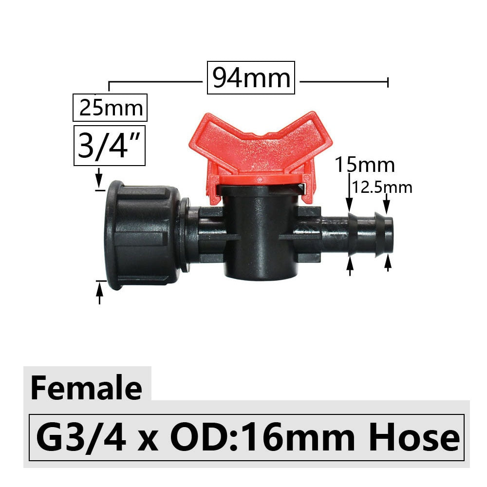 Hose Barbed Mini Valve Garden Tap Barb Connectors With 1/2