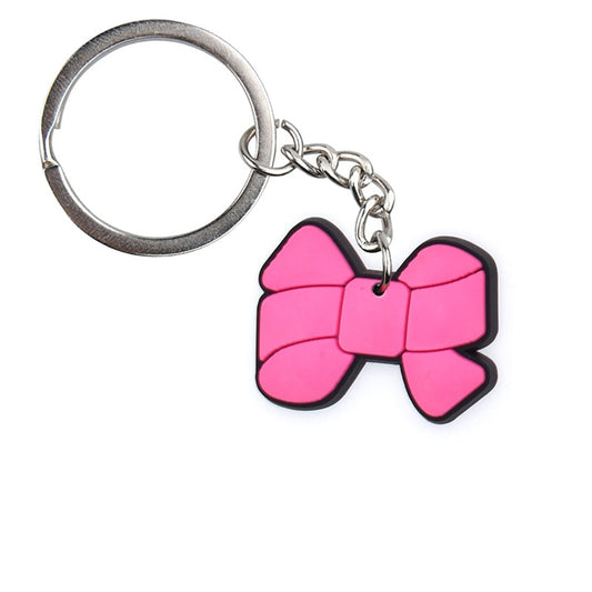 Pink Bow PVC Keychain For Woman Colorful Keyring Cartoon Pendant Keychains Bag