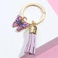 Purple Dripping Oil Butterfly Charms Keychain Tassel Girl Fashion Key Rings