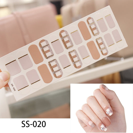 Beige White Square Nail Art Stickers Nail Wraps Manicure DIY Nails Decor Decal