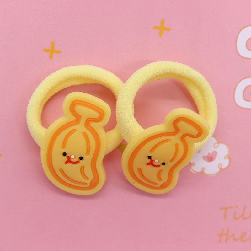 2Pcs Bananas Cute Rubber Band Hairbands Creative Scrunchies Kids Elastic