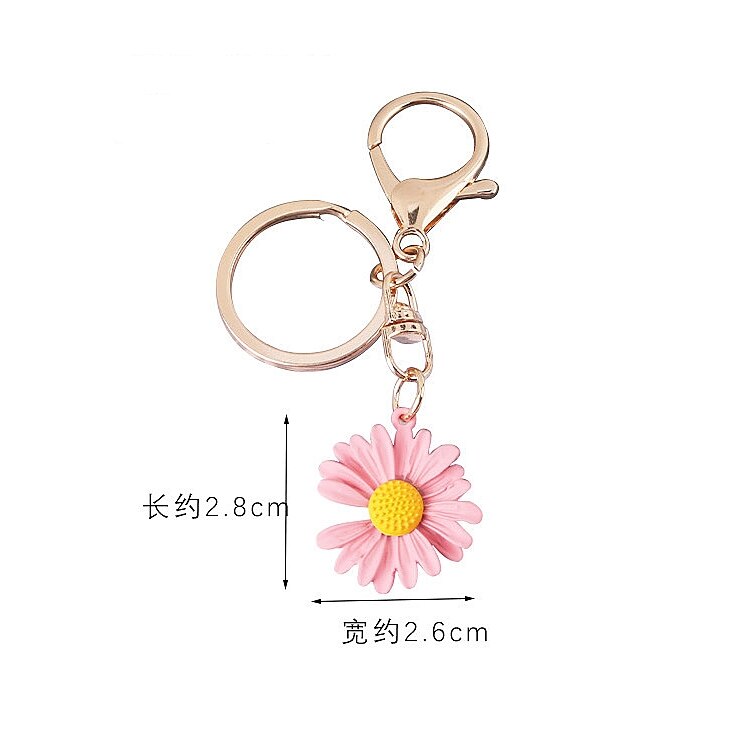 Pink Daisy Acrylic Keychain Simple Flower Pendant Keyring For Women Bag