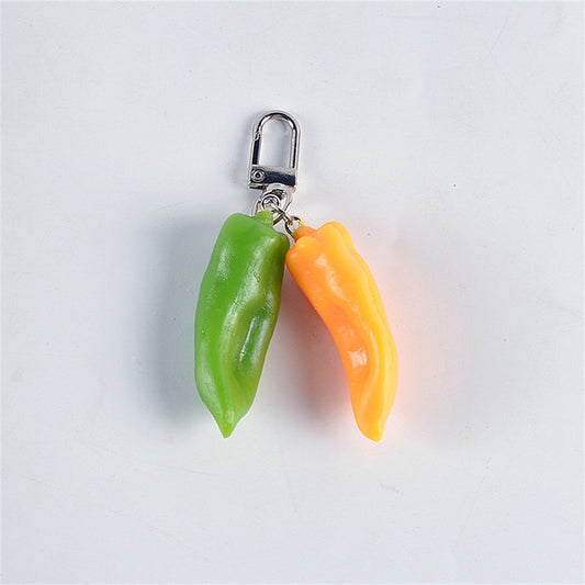 Green Yellow Pepper Simulation Food Keychain Fashion Keyring Bag Pendant