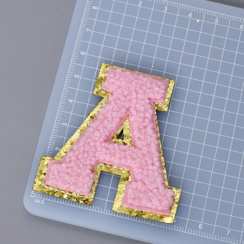 A-Z Letter Patches 5.5cm Adhesive Letter Patches Towel Chenille Embroidery For