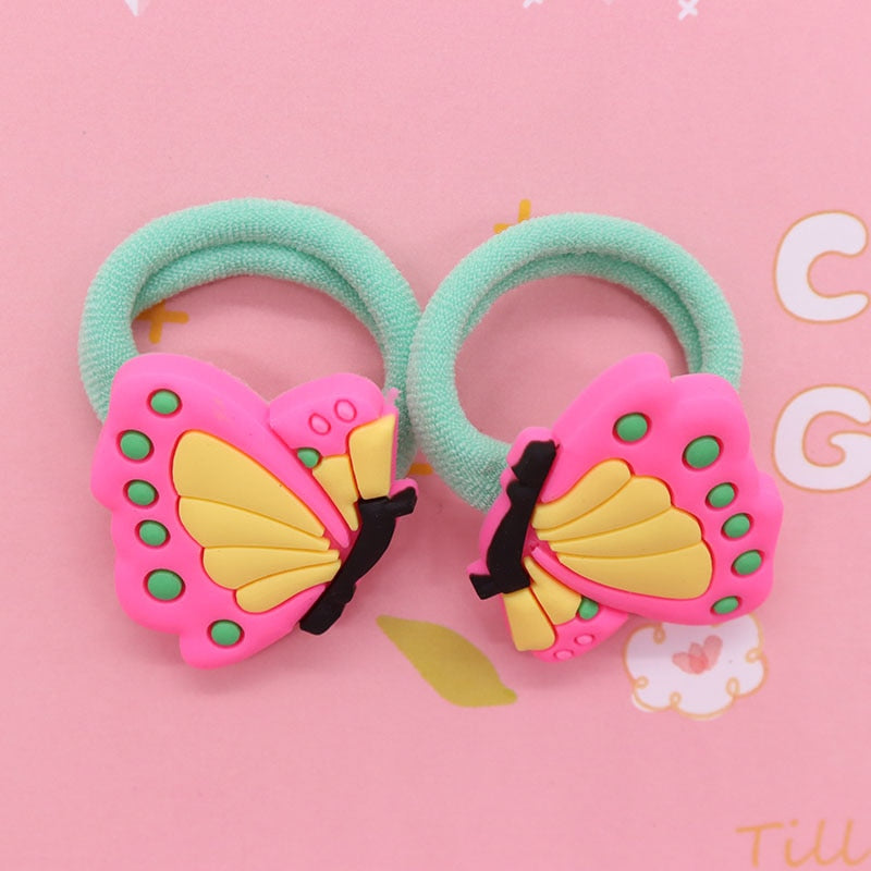 63 Styles 2Pcs Owl Butterfly Rabbit Animals Hair Accessories Rubber Band