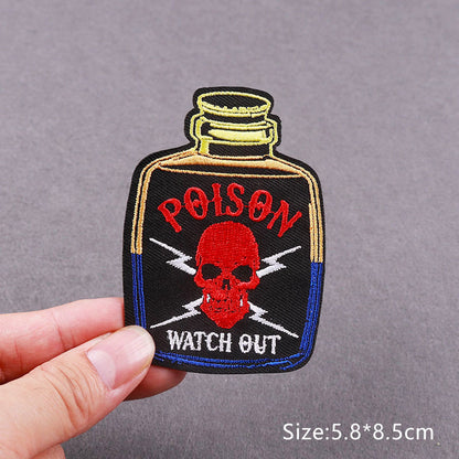 Poison Bottle Embroidery Patch Iron On Patches Clothing Thermo-Adhesive Badges