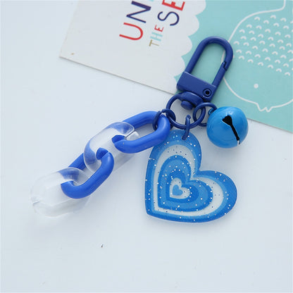 Blue Heart Chain Pendant Acrylic Keychains Cute Love Keyrings Women Bag