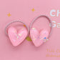 2Pcs/Set Glittering Love Resin Children's Rubber Bands Sweet Hair Accessories